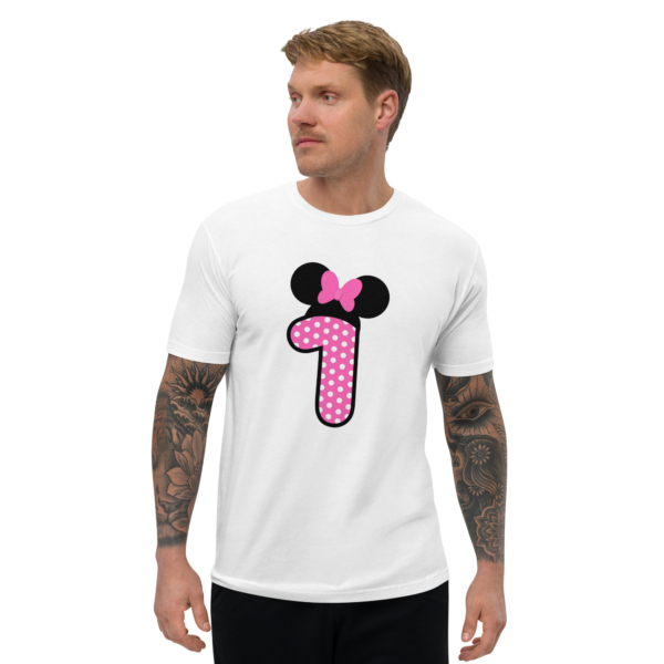 1st Birthday Minnie Mouse Pink Polkadots Men's short sleeve fitted t-shirt