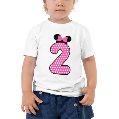 Minnie Mouse 2nd Birthday Toddler Short Sleeve T-shirt  Pink Polkadots