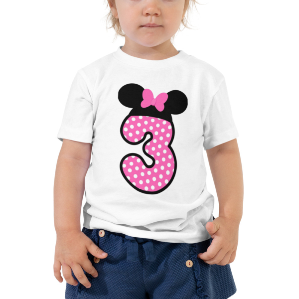 Minnie Mouse 3rd Birthday Toddler Short Sleeve T-shirt  Pink Polkadots